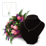 Red Gold Cross and Flowers