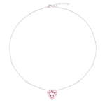 Silver Necklace with Pink Heart Pendant